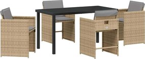 vidaXL Σέτ φαγητού για κήπο 5 τμχ. Μπεζ συνθετικό ρατάν