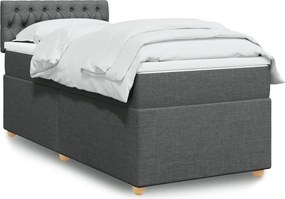 vidaXL Κρεβάτι Boxspring με Στρώμα Σκούρο Γκρι 90x200 εκ. Υφασμάτινο