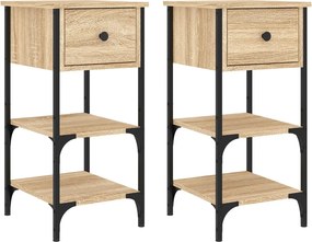 vidaXL Κομοδίνα 2 τεμ. Sonoma Δρυς 34x36x70 εκ. από Επεξεργασμένο Ξύλο
