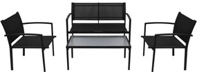 vidaXL Σαλόνι Κήπου 4 Τεμαχίων Μαύρο από Textilene