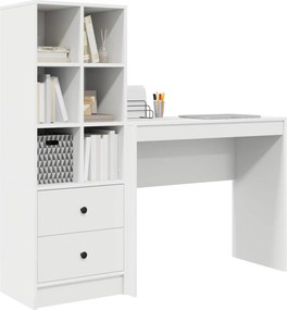 vidaXL Γραφείο με συρτάρι με ράφι με αποθήκευση 2 pcs Λευκό