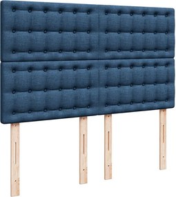 vidaXL Κρεβάτι Boxspring με Στρώμα Μπλε 140x190 εκ. Υφασμάτινο