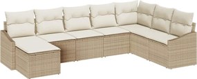 vidaXL Σετ Καναπέ με μαξιλάρι 8 pcs Μπεζ συνθετικό ρατάν