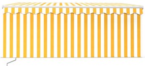 vidaXL Τέντα Συρόμενη Χειροκ. &amp; Στόρι Σκίασης Κίτρινο/Λευκό 3,5x2,5 μ.