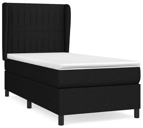 vidaXL Κρεβάτι Boxspring με Στρώμα Μαύρο 90x200 εκ. Υφασμάτινο