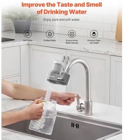 VEVOR Faucet Mount Water Filters Sink Water Purifier for Kitchen Gray Vertical