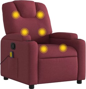 vidaXL Πολυθρόνα Μασάζ Ανακλινόμενη Μπορντό Υφασμάτινη