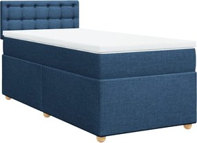 vidaXL Κρεβάτι Boxspring με Στρώμα Μπλε 100 x 200 εκ. Υφασμάτινο