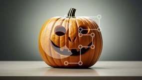 Intra Συλλεκτικό Ξύλινο Παζλ Plywood 4mm - Χαμογελαστή σκαλισμένη κολοκύθα σε σκούρο φόντο Σε Ξύλινο Κουτί - Διαστάσεις Puzzle: 10x10 cm – 25 κομμάτια