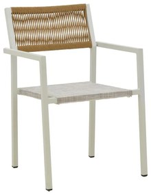 Καρέκλα - Πολυθρόνα αλουμινίου Savor στοιβαζόμενη λευκός σκελετός-textilene φυσικό rattan 55x58x63 εκ. 55x58x83 εκ.
