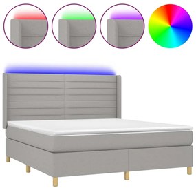 ΚΡΕΒΑΤΙ BOXSPRING ΜΕ ΣΤΡΩΜΑ &amp; LED ΑΝ.ΓΚΡΙ 180X200ΕΚ. ΥΦΑΣΜΑΤΙΝΟ 3138973