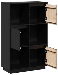 vidaXL Ντουλάπι Ψηλό Μαύρο 74 x 35 x 117 εκ. από Μασίφ Ξύλο Πεύκου