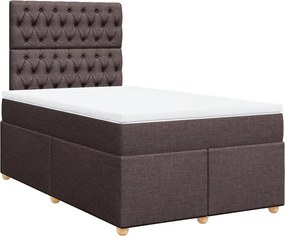 vidaXL Κρεβάτι Boxspring με Στρώμα Σκούρο Καφέ 120x190 εκ Υφασμάτινο