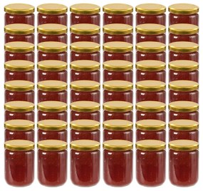 vidaXL Βάζα Μαρμελάδας 48 τεμ. 230 ml Γυάλινα με Χρυσά Καπάκια