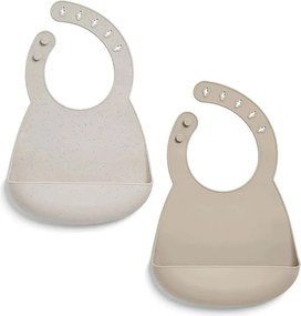 Σαλιάρες Σιλικόνης (Σετ 2τμχ) Mamas & Papas Neutral Speckle 44231NS00