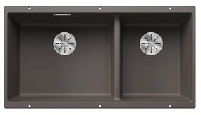 Blanco Subline-U 480/320-U Volcano Grey SILGRANIT™ PuraDur™ Γρανιτένιος Νεροχύτης Υποκαθήμενος με 2 Γούρνες 85,5x46 cm