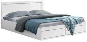 Κρεβάτι Olympus pakoworld με συρτάρι σε λευκή απόχρωση 150x200εκ
