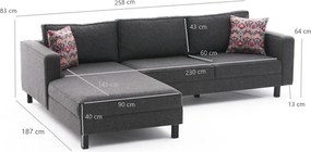 Corner Sofa Kale Linen Left - Anthracite Anthracite