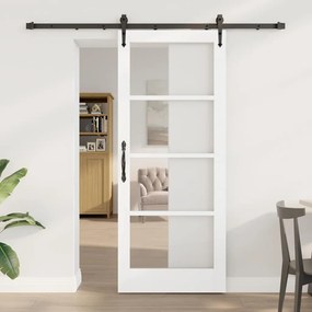 vidaXL Συρόμενη Πόρτα Λευκό και Μαύρο 83 x 202 εκ.