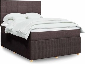 vidaXL Κρεβάτι Boxspring με Στρώμα Σκούρο Καφέ 140x200 εκ Υφασμάτινο