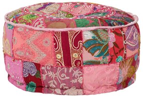 vidaXL Πουφ Patchwork Στρογγυλό Χειροποίητο Ροζ 40 x 20 εκ. Βαμβάκι