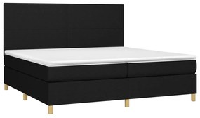 Κρεβάτι Boxspring με Στρώμα Μαύρο 200x200 εκ. Υφασμάτινο - Μαύρο