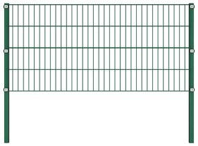 vidaXL Πάνελ Περίφραξης με Στύλους Σιδερένιο Πράσινο 349 x 80 εκ.