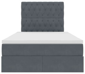 vidaXL Κρεβάτι με αποθηκευτικό χώρο και LED Σκούρο Γκρι 120 x 200 cm