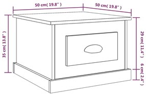 Τραπεζάκι Σαλονιού Γυαλ. Λευκό 50x50x35 εκ. Επεξεργ. Ξύλο - Λευκό