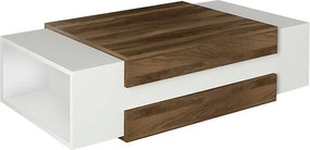 Τραπεζάκι σαλονιού Nora Megapap χρώμα λευκό - καρυδί 110x60,6x31εκ.