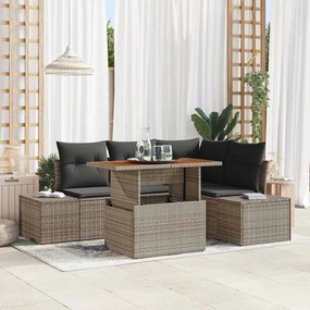vidaXL Σετ Καναπέ Κήπου με αποθήκευση 5 pcs Γκρι Πολυ ράταν