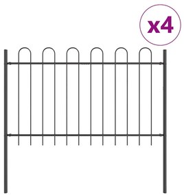 vidaXL Φράχτης κήπου  με θολωτό πάνω μέρος, γκρι, 6,8x0,8 μ, από χάλυβα