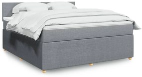 Κρεβάτι Boxspring με Στρώμα Ανοιχτό Γκρι 180x200 εκ. Υφασμάτινο