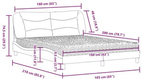 Κρεβάτι Taupe 160x200 εκ. Υφασμάτινο - Μπεζ-Γκρι