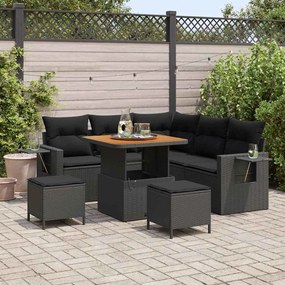 vidaXL Σετ Καναπέ Κήπου 8 pcs Μαύρο συνθετικό ρατάν