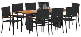 vidaXL Σετ εξωτερικής τραπεζαρίας 9 τεμαχίων , Μαύρο Πολυ Ράτταν