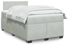 vidaXL Κρεβάτι Boxspring με Στρώμα Ανοιχτό Γκρι 120x200 εκ. Βελούδινο