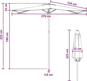 vidaXL Ομπρέλα Κήπου Ορθογώνιος 2,7 x 2,7 m Πολυεστέρας Μαύρο