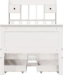 vidaXL Κρεβάτι Βιβλιοθήκη Χωρίς Στρώμα Λευκό 75x190 εκ Μασίφ Πεύκο