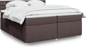 vidaXL Κρεβάτι Boxspring με Στρώμα Σκούρο Καφέ 200x200 εκ. Υφασμάτινο