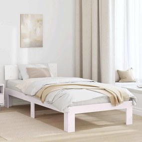 vidaXL κρεβάτι  με προσκέφαλο Λευκό 90x200 εκ Μασίφ ξύλο πεύκου