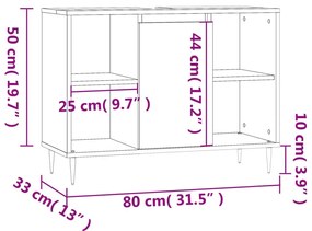 Ντουλάπι Μπάνιου Καφέ Δρυς 80 x 33 x 60 εκ. Επεξεργασμένο Ξύλο - Καφέ