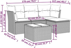 vidaXL Σετ Καναπέ Κήπου 5 τεμ. Μπεζ Συνθετικό Ρατάν με Μαξιλάρι