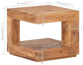 Τραπεζάκι Σαλονιού 45 x 45 x 40 εκ. από Μασίφ Ξύλο Ακακίας - Καφέ