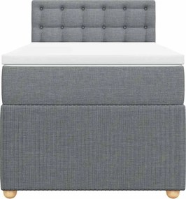 vidaXL Κρεβάτι Boxspring με Στρώμα Ανοιχτό Γκρι 90x190 εκ. Υφασμάτινο