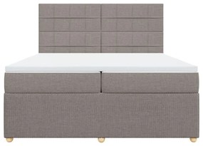 Κρεβάτι Boxspring με Στρώμα Taupe 200x200 εκ. Υφασμάτινο - Μπεζ-Γκρι