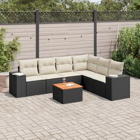 vidaXL Patio Sofa Set 6-θέσια Black and Cream