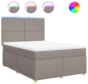 vidaXL Κρεβάτι Boxspring με Στρώμα Taupe 140x190 εκ. Υφασμάτινο