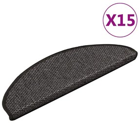 vidaXL Πατάκια Σκάλας Αυτοκόλ. 15 τεμ. Όψη Σιζάλ Ανθρακί 65x21x4 εκ.