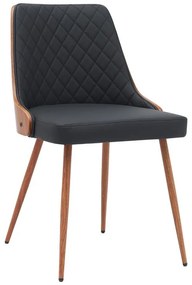 Καρέκλα Korom μαύρο pu-πόδι καρυδί μέταλλο 50x58.5x78εκ 50x58.5x78 εκ.
